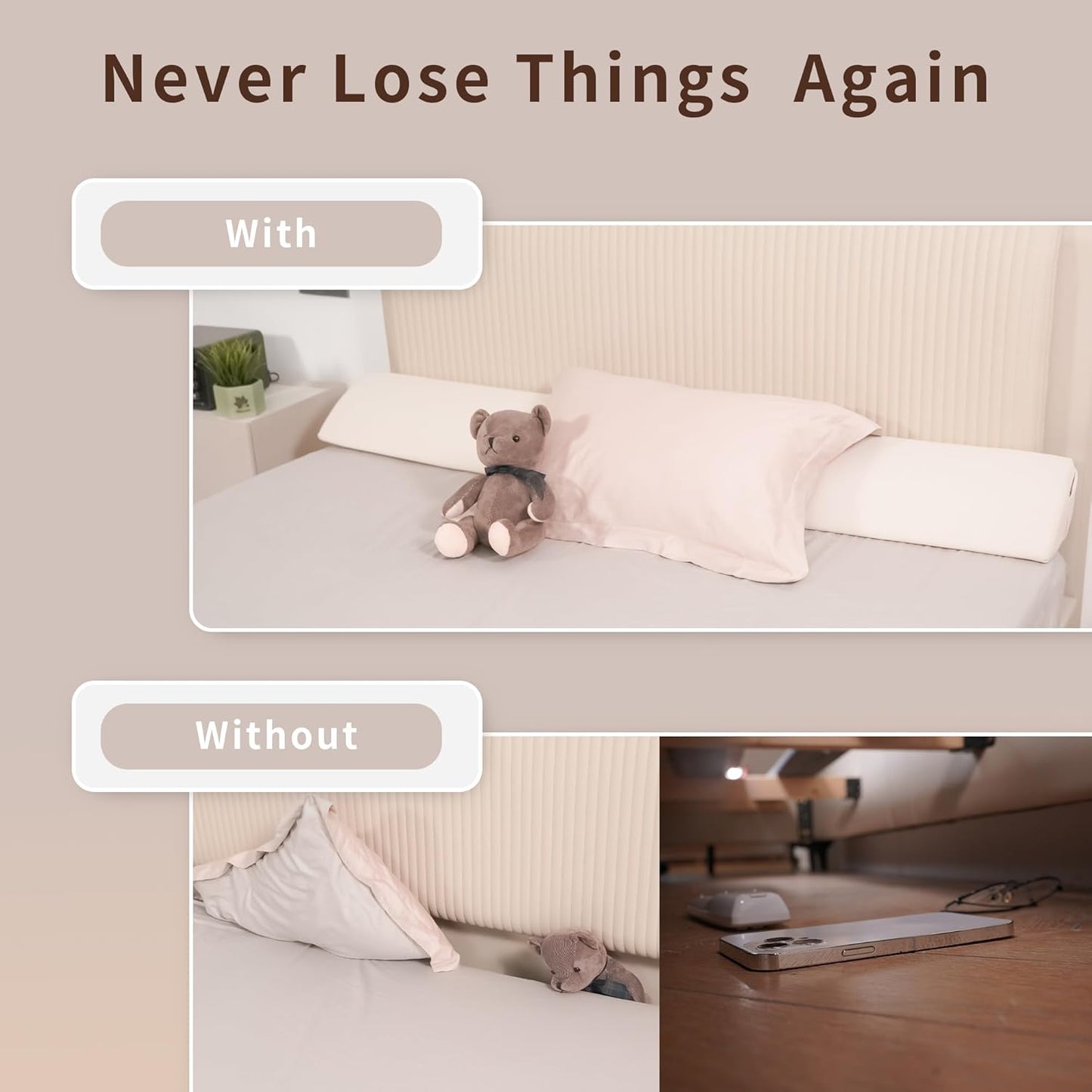 Aurako Queen Size Bed Wedge Pillow Headboard Pillow Mattress Wedge Bed Gap Filler Triangle Memory Foam Wedges Body Positioners for Sleeping Body Lumbar Backrest Reading Bolster Pillow