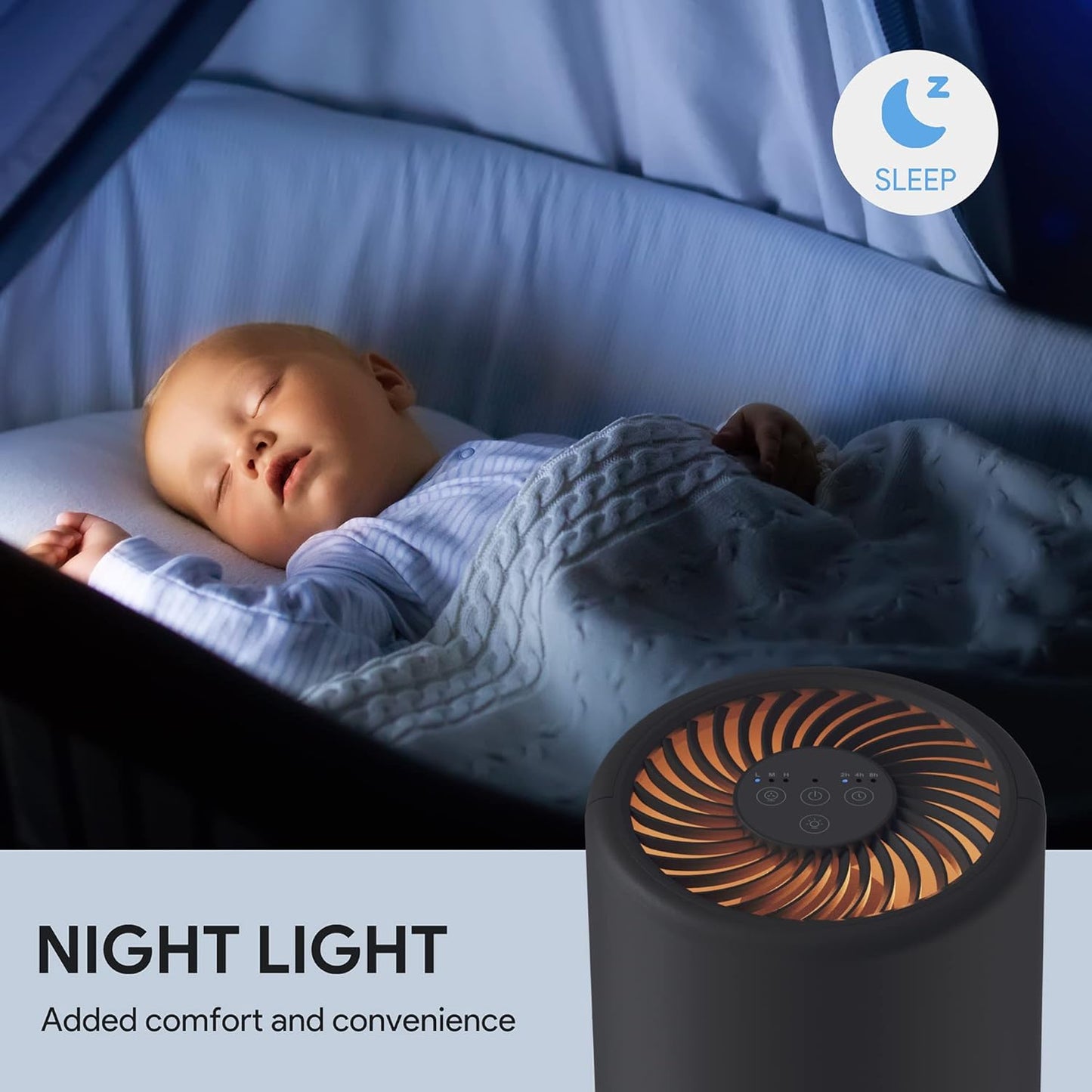 Air Purifiers for Bedroom, FULMINARE H13 True HEPA Air Filter, Quiet Air Cleaner With Night Light, Portable Small Air Purifier for Home, Office, Living Room Black