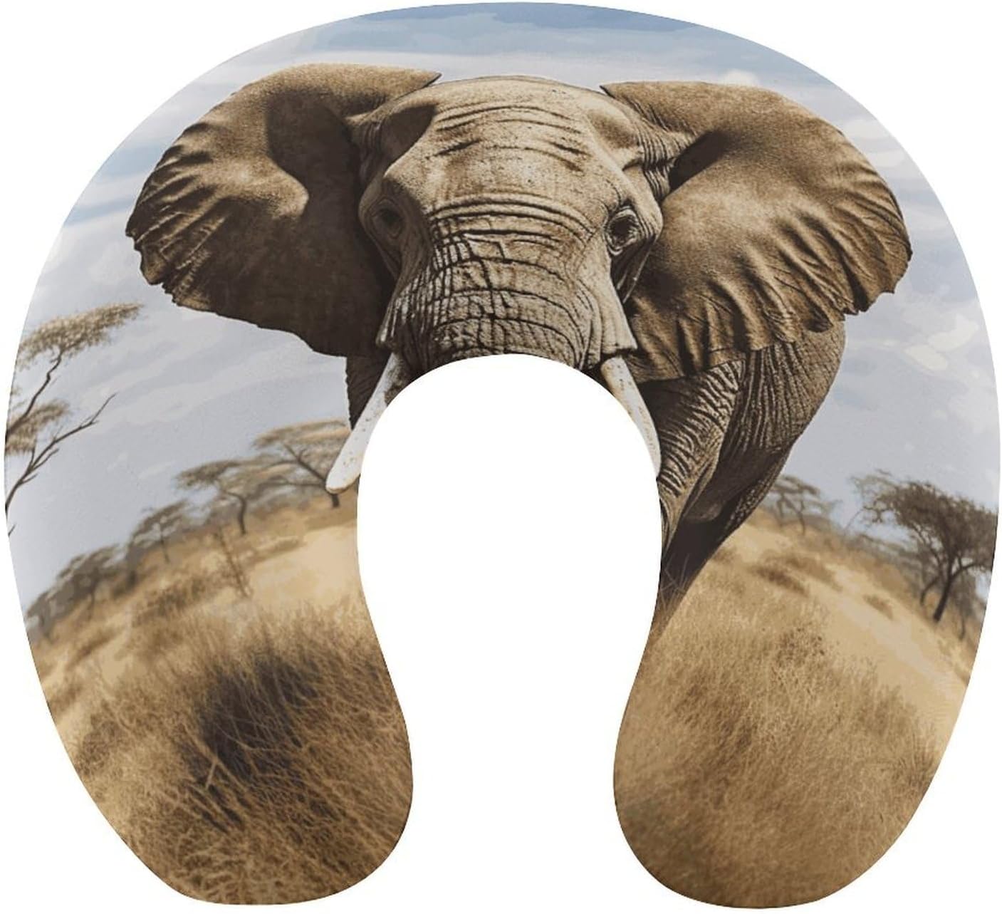 Elephant Neck Pillow Memory Foam U Shaped Pillows Portable Pillows for Shoulder Travel Head Support Pillow with Concealed Zipper for Airplane Car Home Office