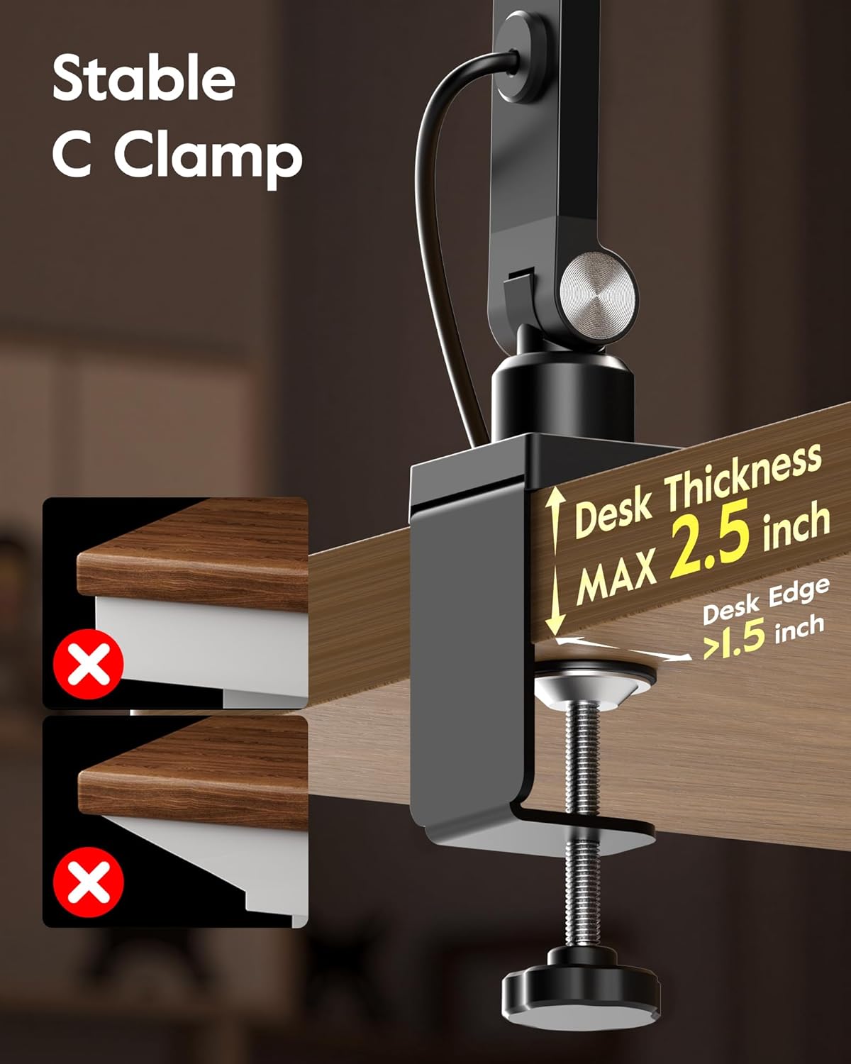 Desk Lamp with Clamp for Home Office, 2000LM, 15W, CRI >97.8 Zoom Lighting for Video Calls, 3 Colors & 10 Brightness, Remoted Desk Light with Memory & Timer