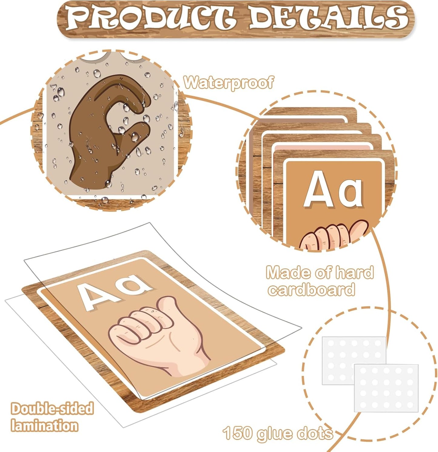 Adduster Sign Language Bulletin Board Alphabet - 37 ASL Alphabet Learning ABC Poster Classroom Decorative Card Set for Kindergarten/Elementary/Homeschool Supplies