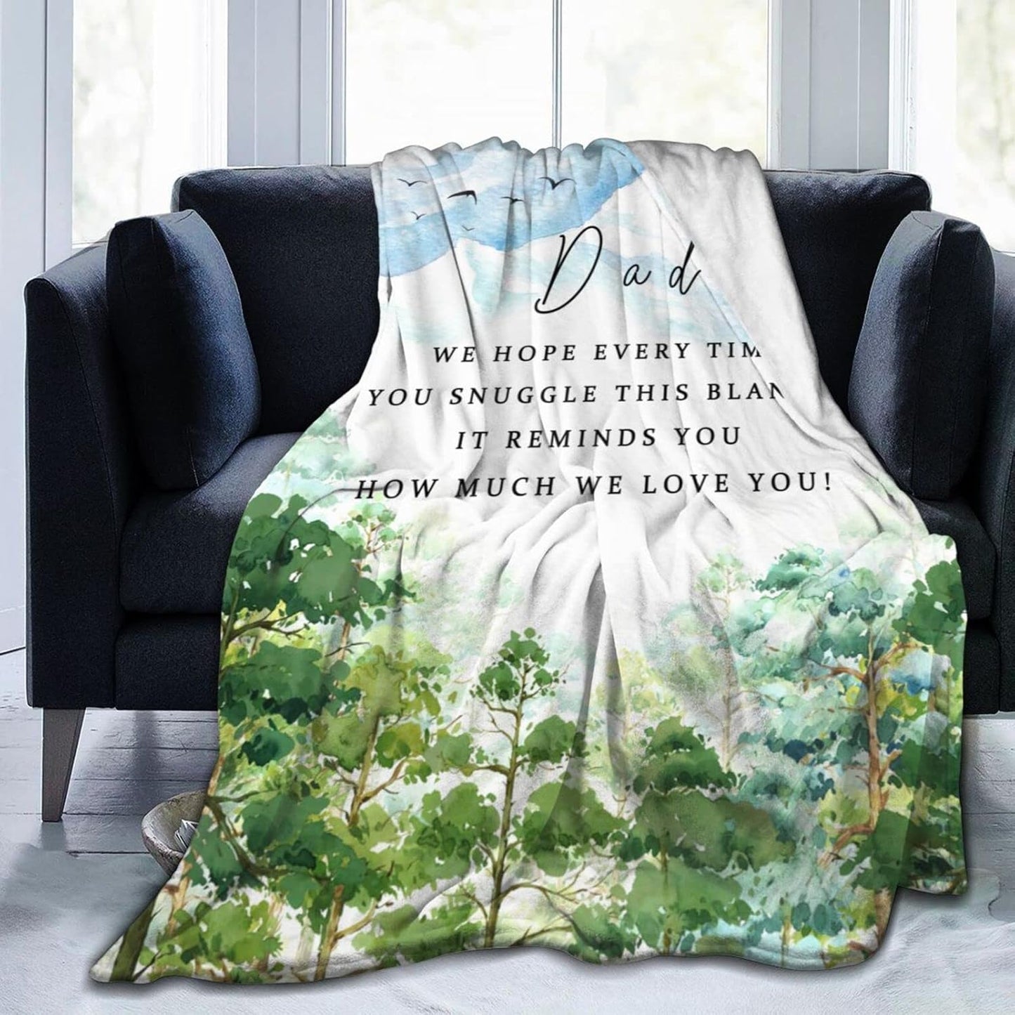 Dad Gifts Fathers Birthday Gift, Dad Blanket from Daughter Son, Birthday Gift for Dads, Soft Flannel Throw Blankets for Sofa Couch Bed 60" x 50"
