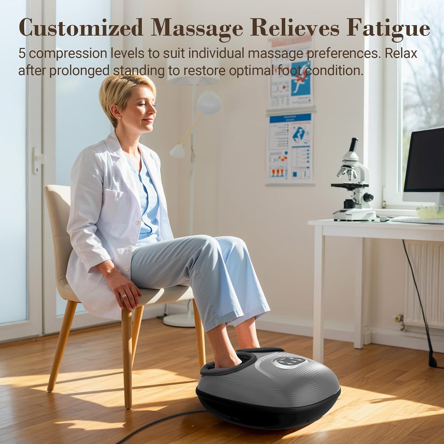 FSA Eligible Foot Massager for Neuropathy, HSA Store Feet Massager with Heat, Vibration & Compression, Deep Kneading for Tired Feet, Birthday Gifts for Women Men（Gray）