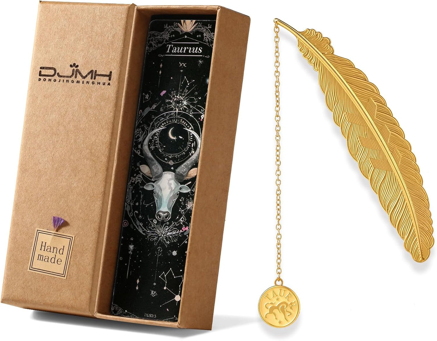 Metal Zodiac Bookmarks Set, 12 Constellation Designs, Gold, 4.5 x 0.9 inches (Taurus)