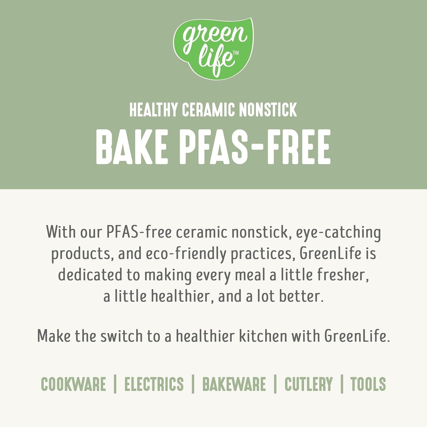 GreenLife 6 Piece Nonstick Bakeware Set, Non-Toxic PFAS-Free Ceramic Oven Pans, Dishwasher & Oven Safe to 450°F, Easy Release Baking Sheet, Loaf Pan, Rectangle & Round Cake, Muffin Pan, Sage