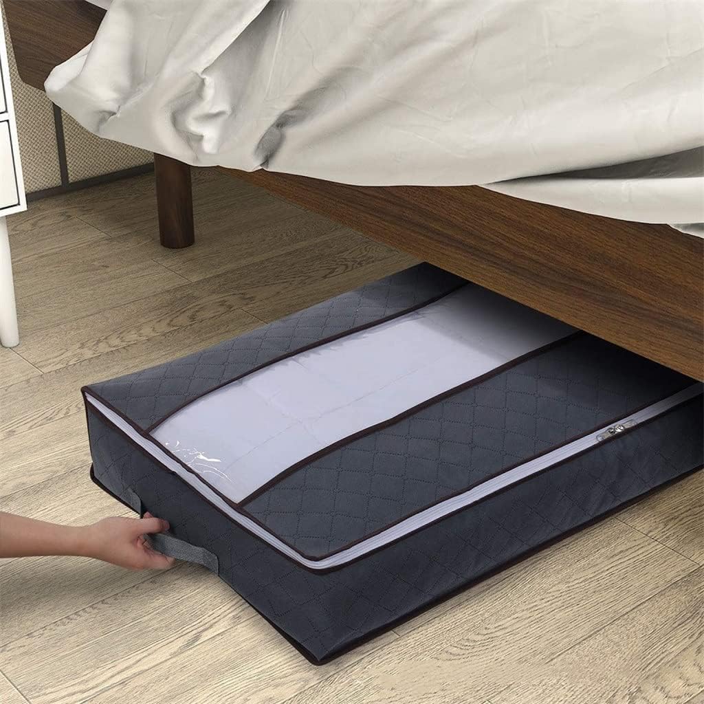 2pcs Underbed Clothes Storage Bags Zippered Organizer Foldable Under Bed Boxes Breathable