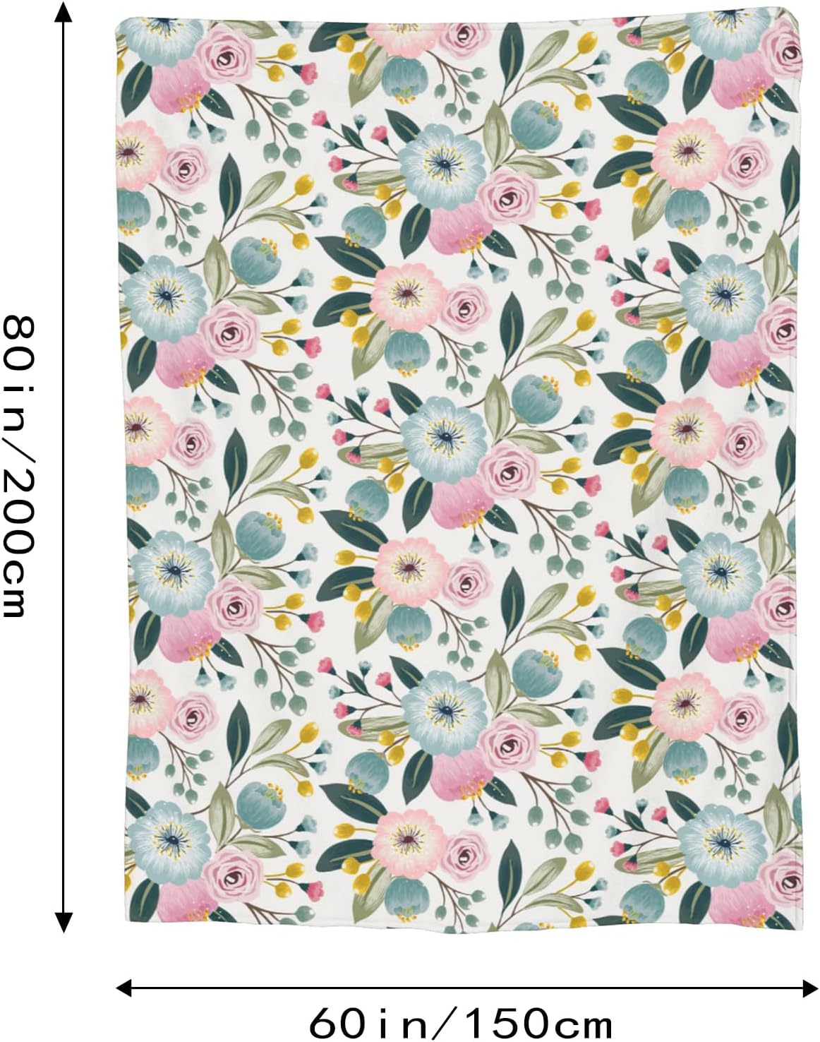 Floral Flannel Blankets 80x60 Inches,Sofa Flowers Throw Blanket Lightweight Cozy Plush,Blanket for Couch Sofa Bedroom Living Rooms, Blanket Decor Gifts for Women and Men