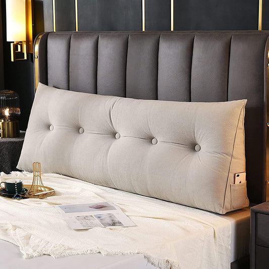 Reading Triangular Large Bolster Headboard Backrest Positioning Support Wedge Pillow for Day Bed Bunk Bed Removable Cover(Size:180 * 50 * 20CM,Color:Silver)