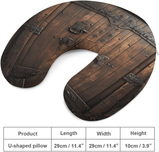 Rustic Stall Wooden Door Neck Pillow Memory Foam U Shaped Pillows Portable Pillows for Shoulder Travel Head Support Pillow with Concealed Zipper for Airplane Car Home Office