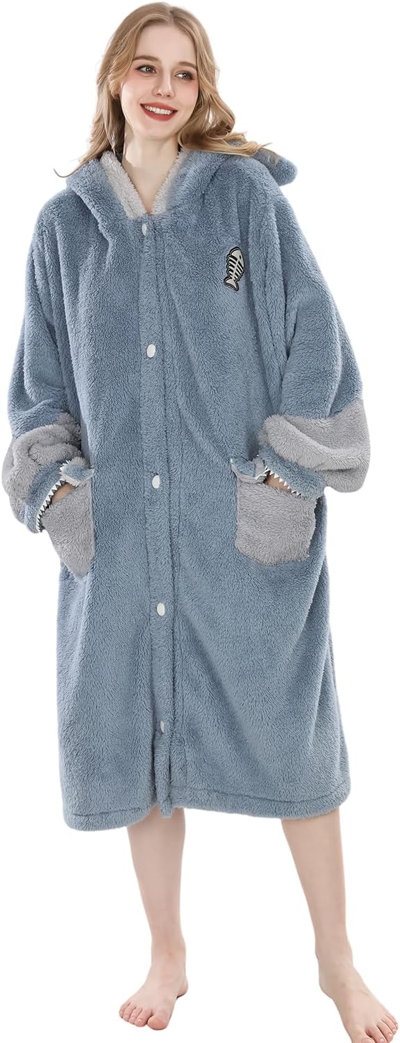 FCCAM Christmas Wearable Blanket Hoodie for Women Warm Oversized Hooded Blanket Sweatshirt with Pockets