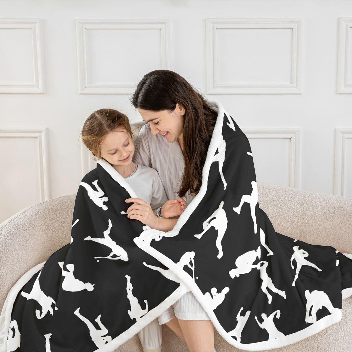 Feelyou Black White Baseball Throw Blanket Sports Game Soft Fleece Sherpa Cozy Fuzzy Plush Warm Baseball Player Fuzzy Plush Throw Ball Games Baby 30"x40" for Bed Couch Living Room