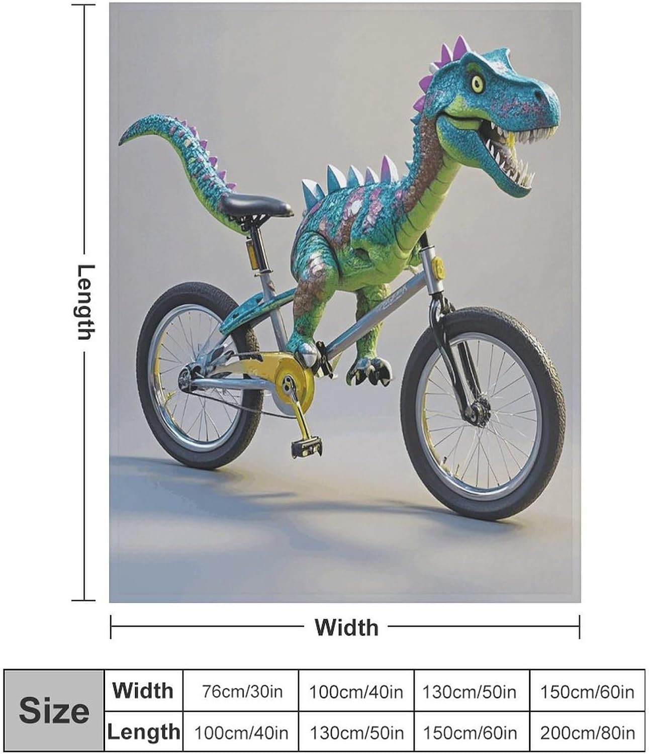 Dinosaur Bicycle Blanket Super Soft Lightweight Throw Blanket Cute Cozy Warm Bed Blanket Decorative Fuzzy Blanket All-Season Home Decor Gift for Sofa Couch Living Room 50"*60"（130 * 150cm）