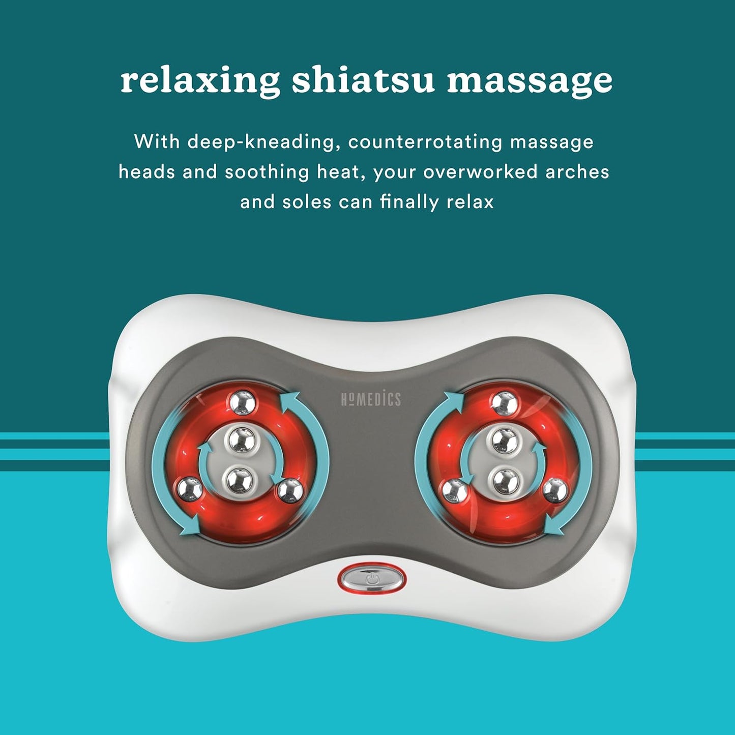 HoMedics Shiatsu Deluxe Foot Massager with Heat 4 Rotational Heads, 10 Massage Nodes, Therapeutic Kneading & Rolling Warming Massage