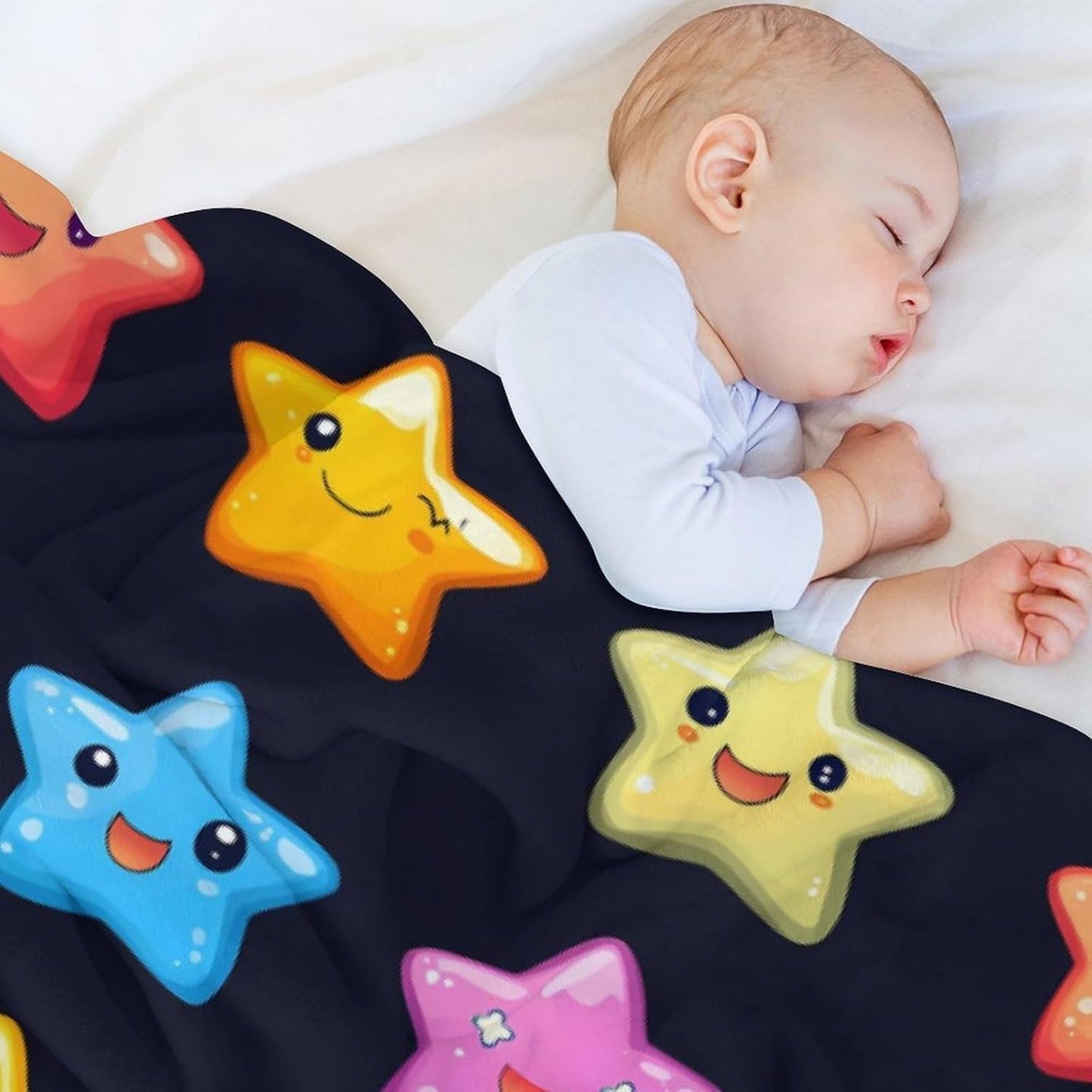 Colorful Stars Throw Blanket for Couch Bed Plush Cozy Fuzzy Flannel Blanket for All Season 40"x60"