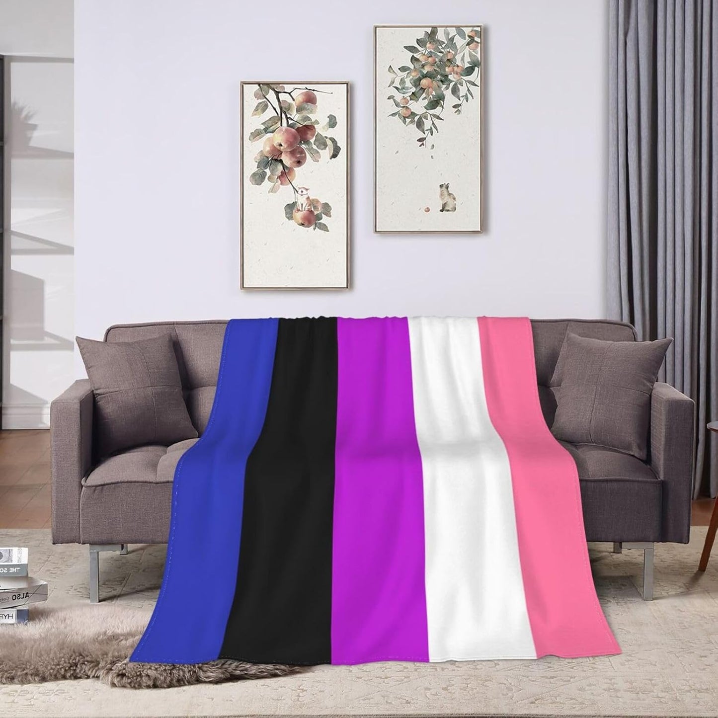 Genderfluid Pride Flag Blanket Super Soft Flannel Throw,Ultra-Soft Blanket for Bed Or Sofa All Season,Cozy Lightweight Blankets for Women Kids Adults 50"X 40"