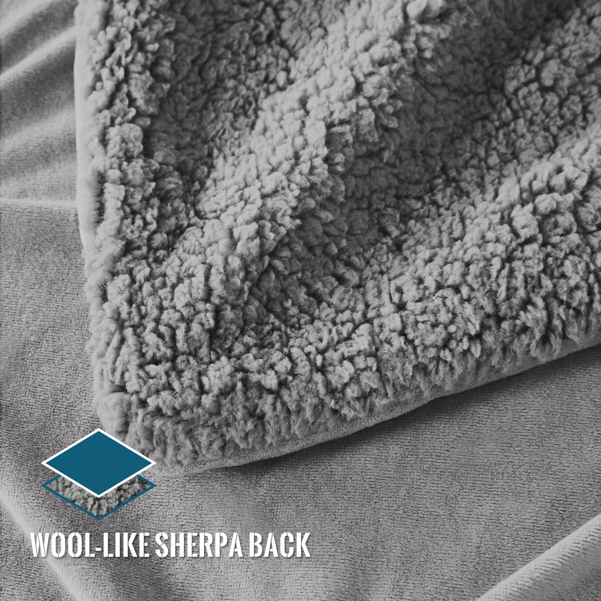KAWAHOME Super Soft Minky Blanket King Size Extra Warm Pinched Pleat Sherpa Winter 410GSM Blanket for Couch Sofa Bed, 108" X 90" (Grey)