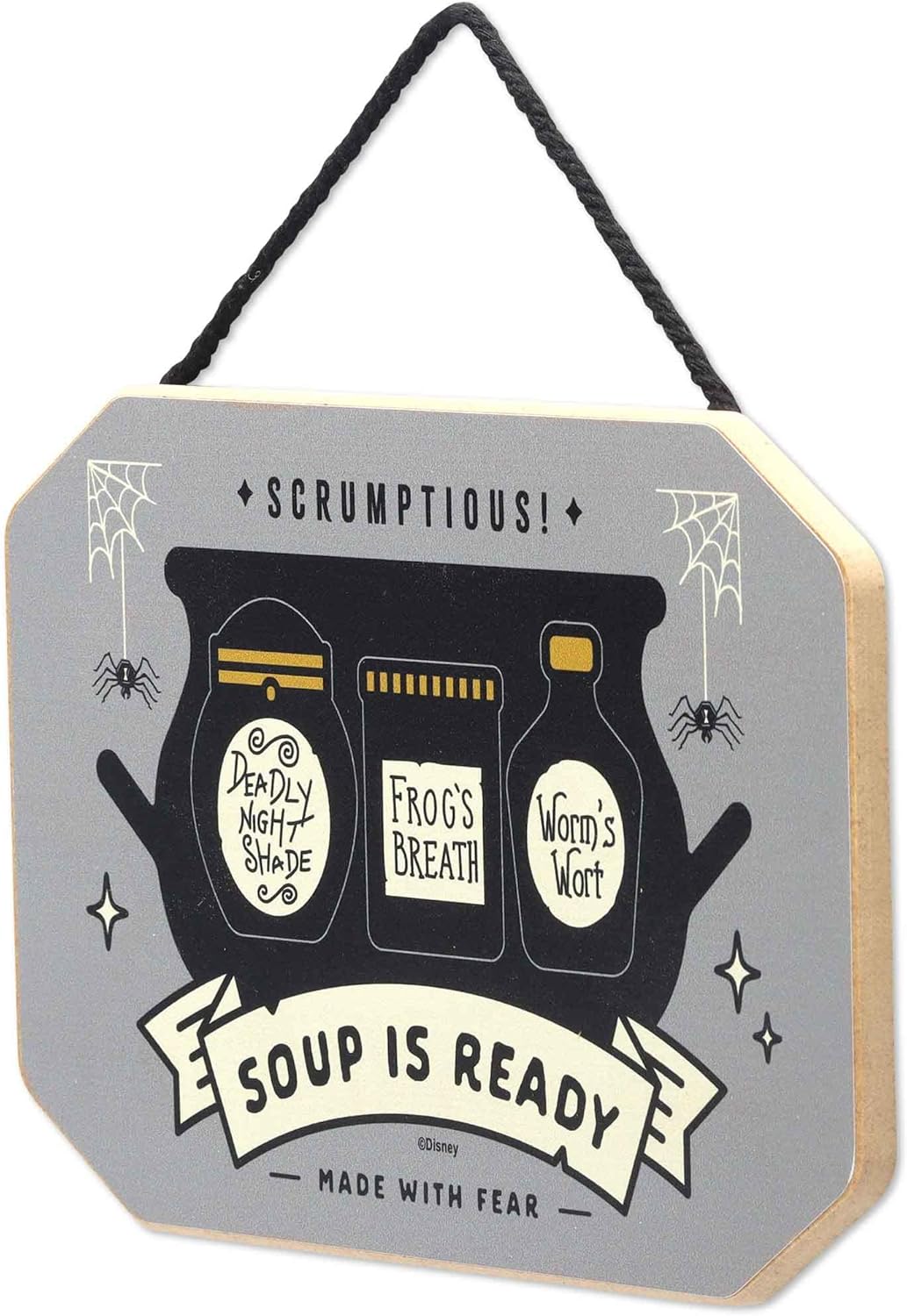 Disney The Nightmare Before Christmas Soup is Ready Hanging Wood Wall Decor - Fun Kitchen Halloween Sign - Made With Fear