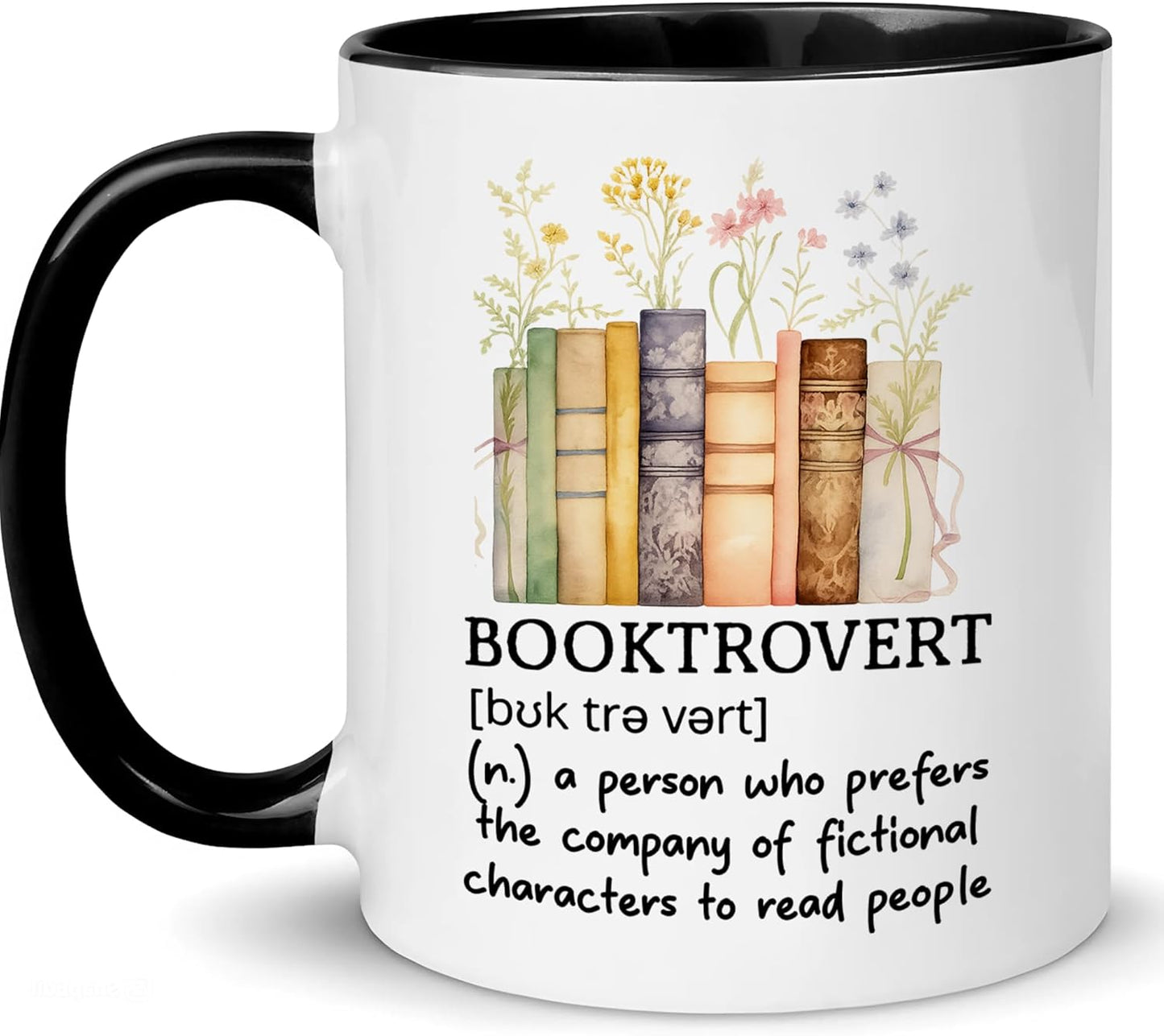 Book Lover Gifts - Booktrovert Mugs, Bookish Coffee Mug with Stacked Book Design, Bookworm Mugs for Readers, Coffee Mug for Readers, Birthday, Christmas Gifts for Books Lovers Women