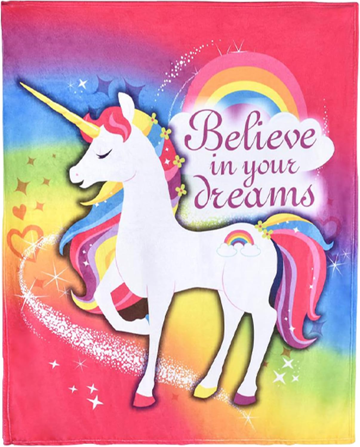 Forest & Twelfth Plush Unicorn Blanket - 50” x 60” Soft Cozy Fleece Throw Blanket for Girls & Kids, Magical Unicorn-Themed Baby Blanket, Birthday, Room Décor or Christmas Blanket