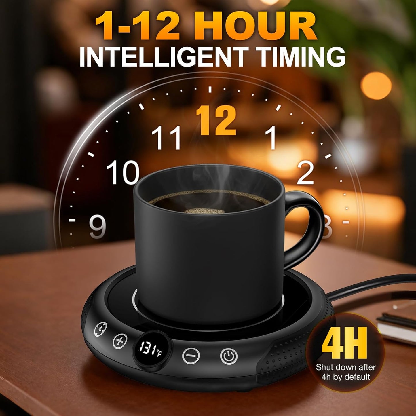 Mug Warmer, 36W Coffee Cup Warmer for Desk with Temperature Display 8-Temp Settings Controlled Heating Coffee Candle Warmer Plate for Beverage Gifts Accessories for Women Men