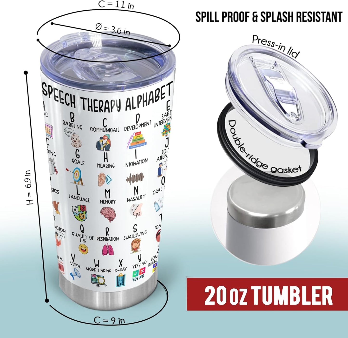 Speech Therapy Stainless Steel Tumblers - Speech Therapy Gift - SLP Gift for Speech Language Pathologists and Therapists - Speech Pathologist Gifts (Design 2)
