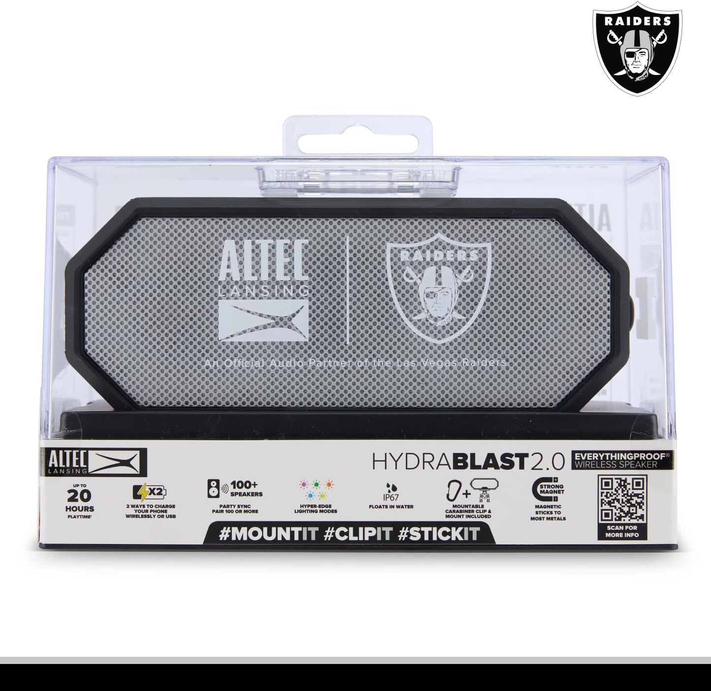 Altec Lansing - Portable Bluetooth Speaker HYDRABLAST 2.0, Waterproof IP67, 20W Output Power, Magnetic Bluetooth Speaker (Raiders)