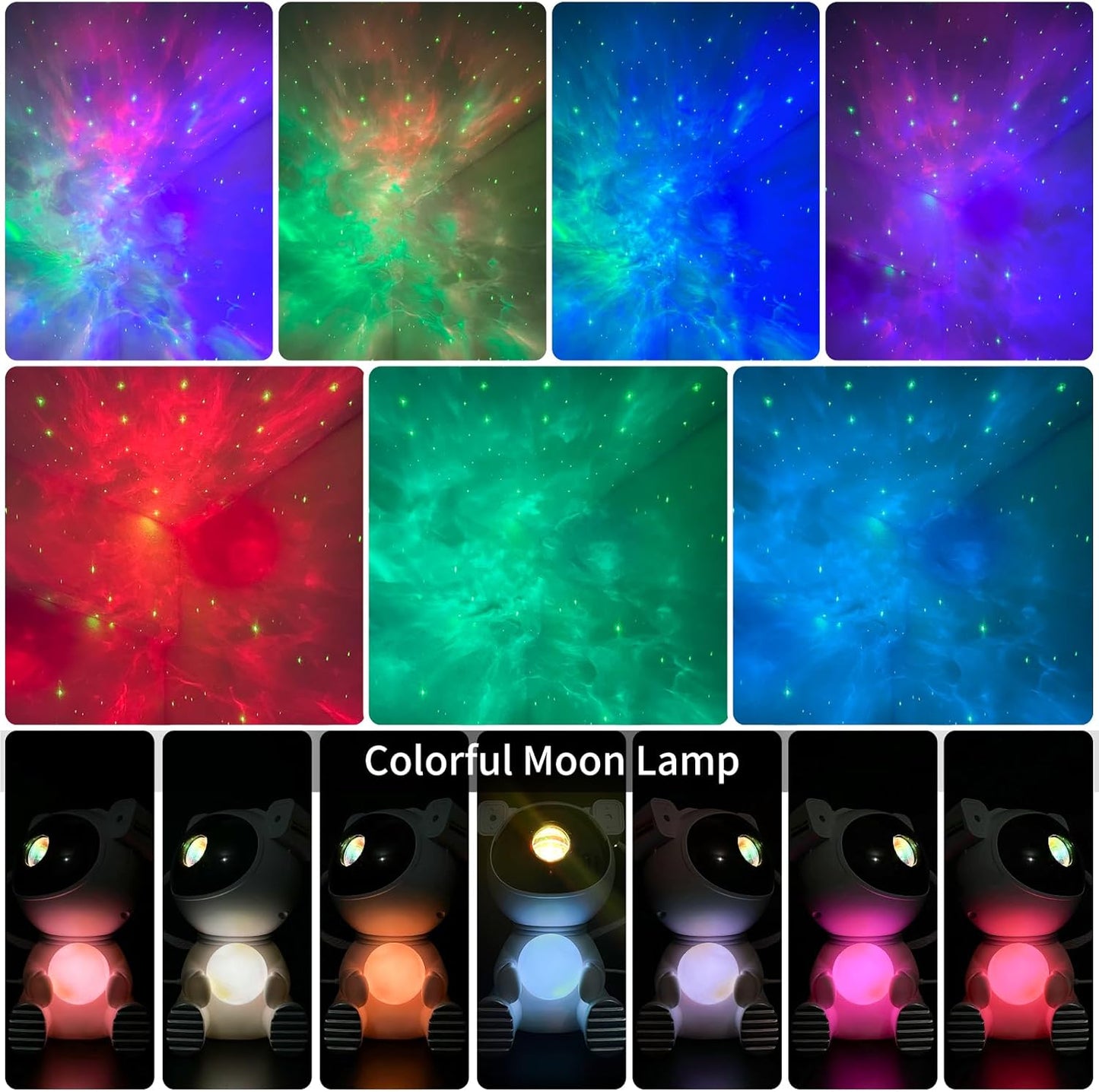 Astronaut Galaxy Projector, Star Projector with Timer and Remote, Night Light with Moon Lamp, LED Nebula Lamp for Kids Adults, Room Decor Gift (Black)