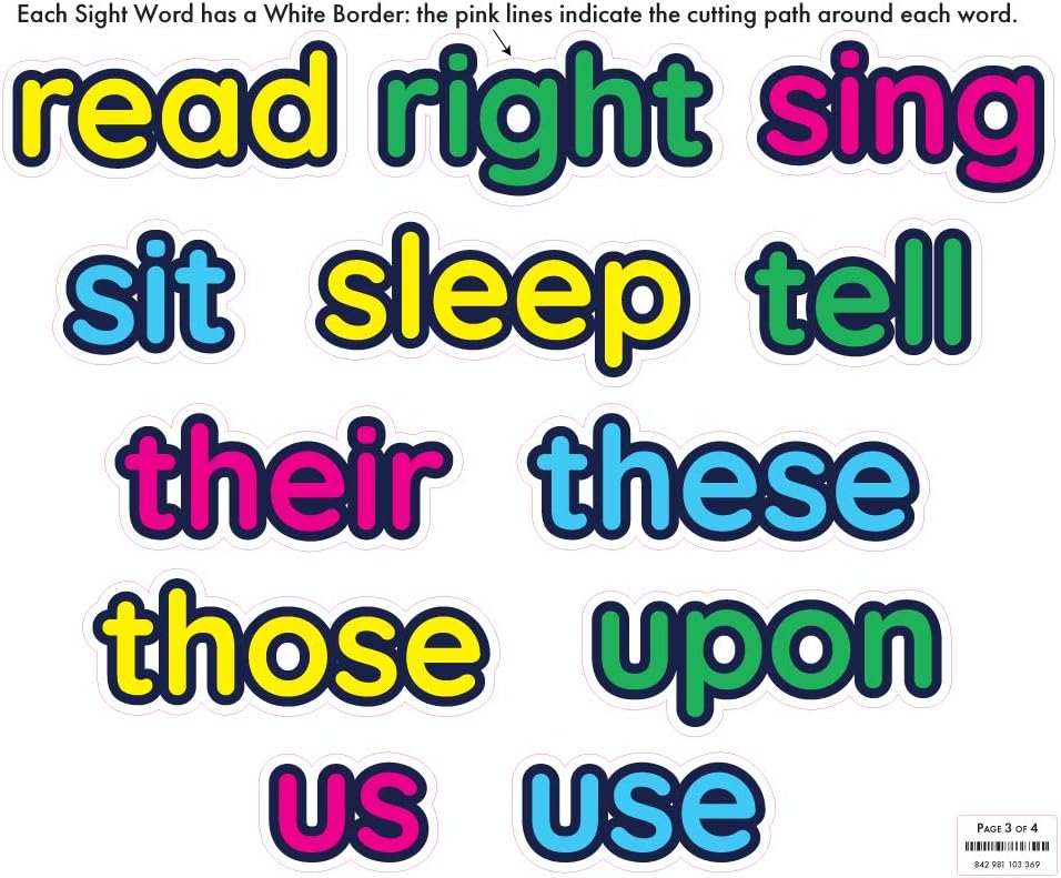 StikArt 46 Dolch Sight Words Wall Decals (Second Grade List)