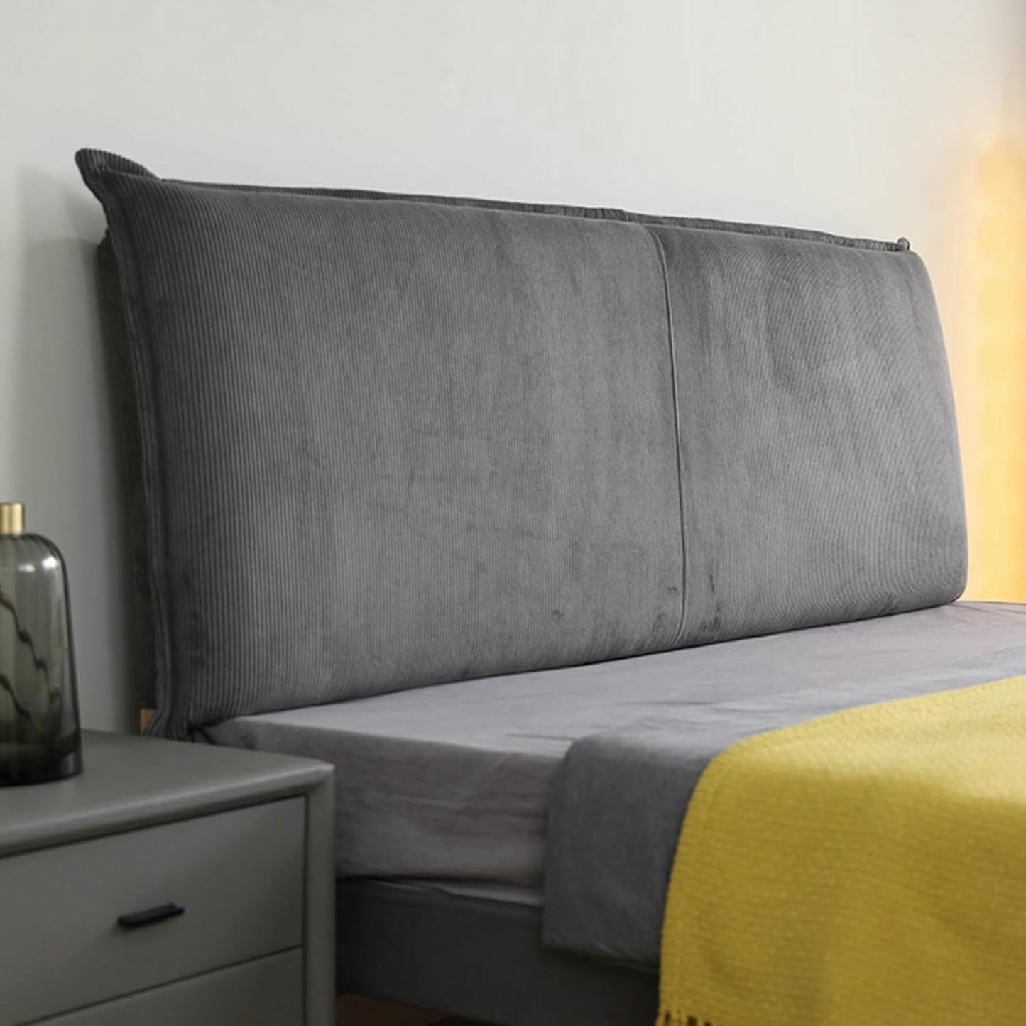BedHead Upholstered Headboard Pillowboard Large Backrest,Corduroy Reading Pillow Wall Mounted Headboard Lumbar Support Cushion Daybed Tatami Bolster~/