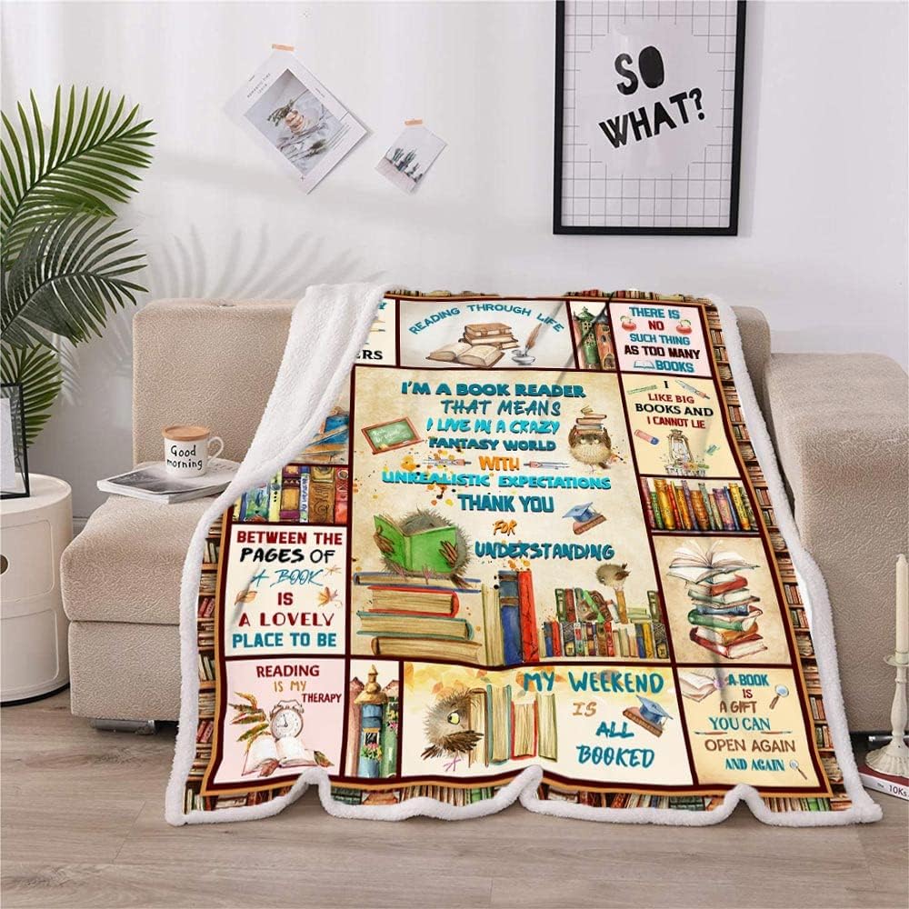 Book Lovers Gifts Blanket, Book Accessories for Reading Lovers, Book Reading Librarian Gifts Throw Blanket, Book Club Bookworm Gifts for Reading Lover Bookish, Literary Gifts Ideas Blanket 60"x50"