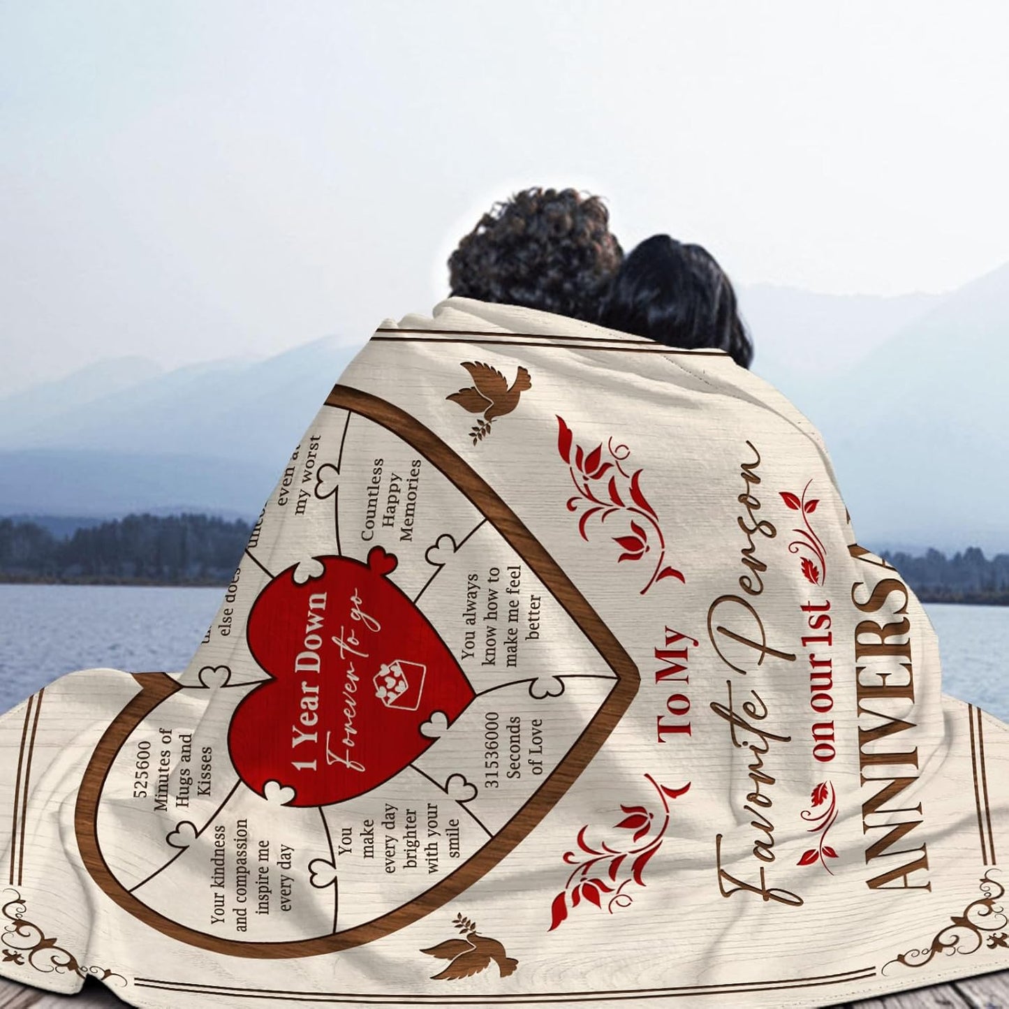 1 Year Anniversary Blanket Gifts - One Year Wedding Anniversary Marriage Gifts for Him Her, 1st Wedding Gift for Husband Wife, Happy 1 Year Anniversary Paper Gifts for Couple Boyfriend, 60"x50"