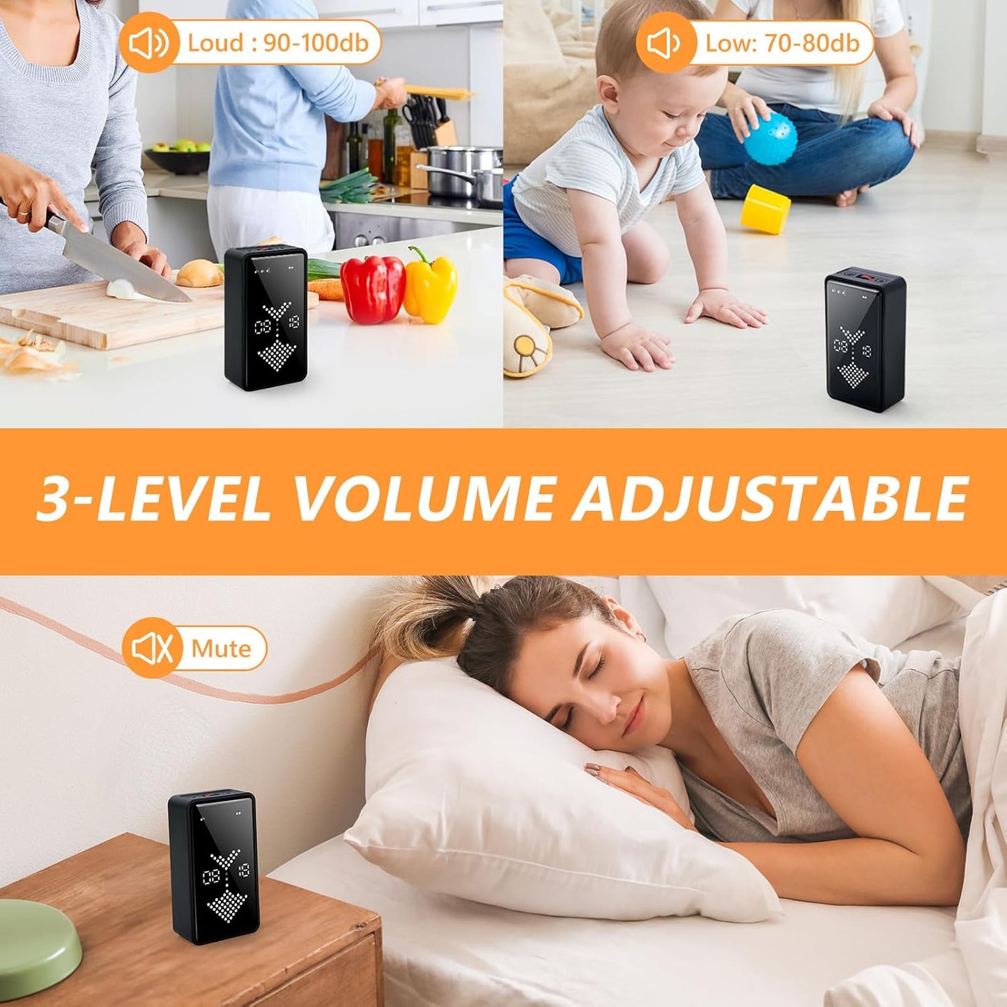GuDoQi Digital Hourglass Pomodoro Timer, Magnetic 1-99 Mins Adjustable Rechargeable Digital Countdown ADHD Timer, Mute/Low Volume/High Low Volume Modes for Work, Study, Back to School, Kitch, Black