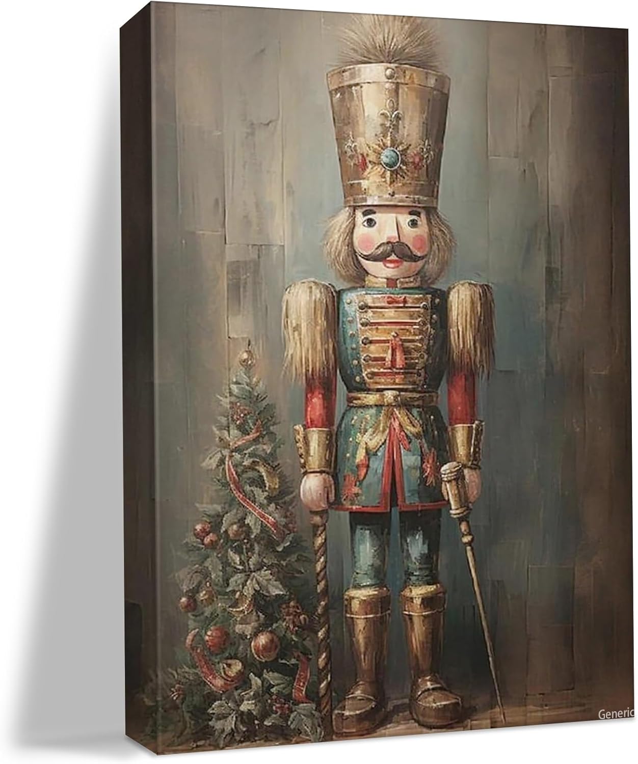 Vintage Christmas Nutcracker Canvas Print Wall Art, Frame 8x10inch, Living Room, Bedroom, Office