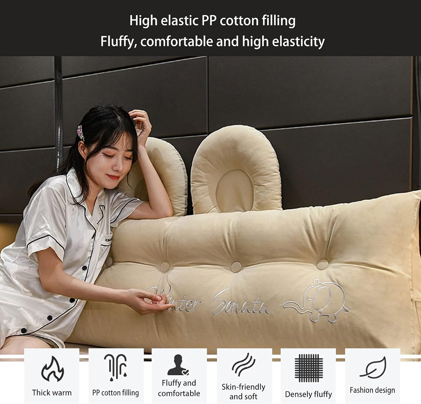 Large Bolster Headboard Pillow,Positioning Support Reading Backrest Cushion for Day Bed Bunk Bed Sofa Bed Large Soft Bed (Color : Light Coffee, Size : 2002050CM)