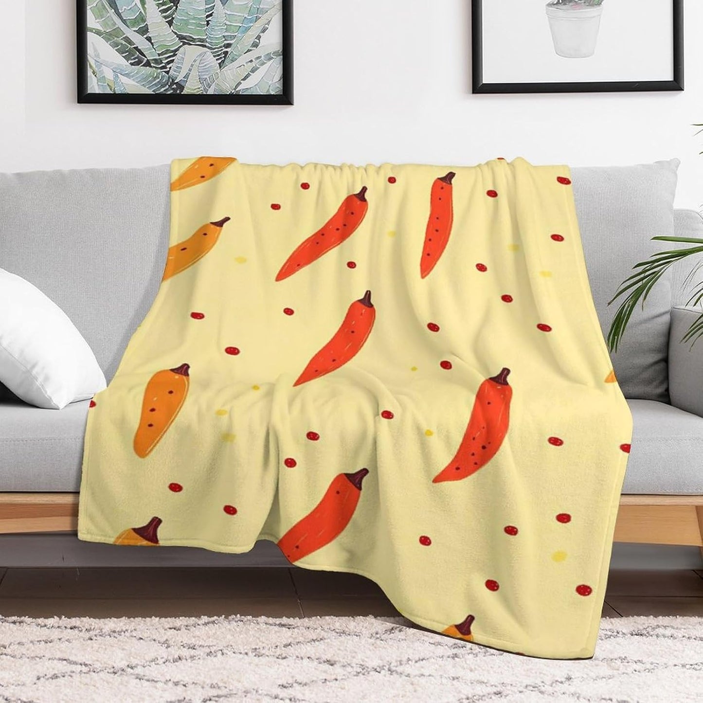 Chili Pepper Throw Blanket for Couch Bed Plush Cozy Fuzzy Flannel Blanket for All Season 30"x50"