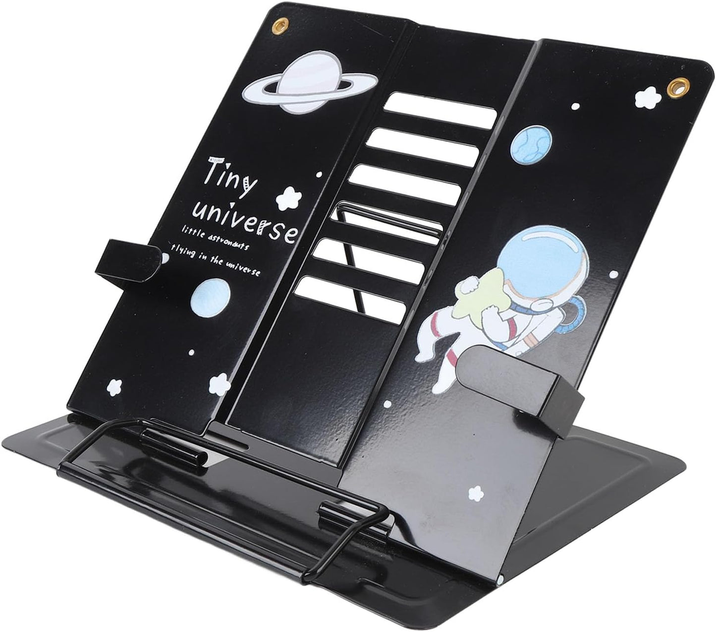 Small Metal Desk Book Stand, Adjustable Book Holder, Cute Book Stand for Reading, with Exquisite Pattern Design, Stable and Portable for Recipes, Textbooks, Tablet, Music Books