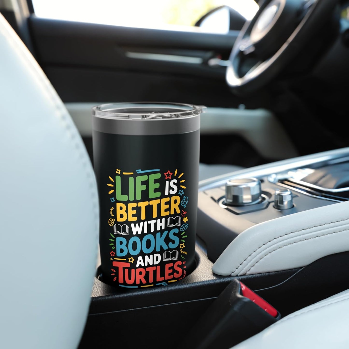 Life is better with books and turtles, Bookworm Reading Stainless Steel Insulated Tumbler