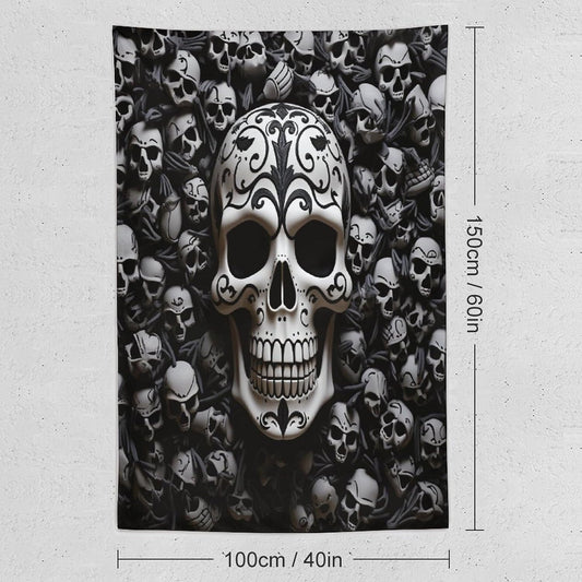 FodPand Black And White Skulls Tapestry Anti-fading Wall Tapestry with Installation Kit Backdrop Banner Multipurpose Aesthetic Tapestries Boho Wall Art Hanging Decorative Blanket 40"x60"