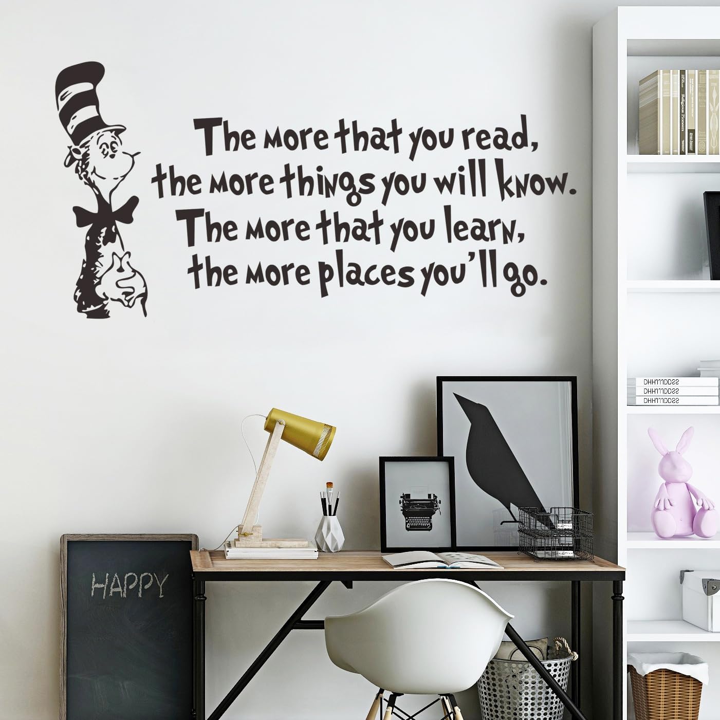 Removable Vinyl Black The More That You Read, The More Things You Will Know Inspirational Education Wall Decals Stickers Decor for Kids Bedroom Living Room Classroom Offices