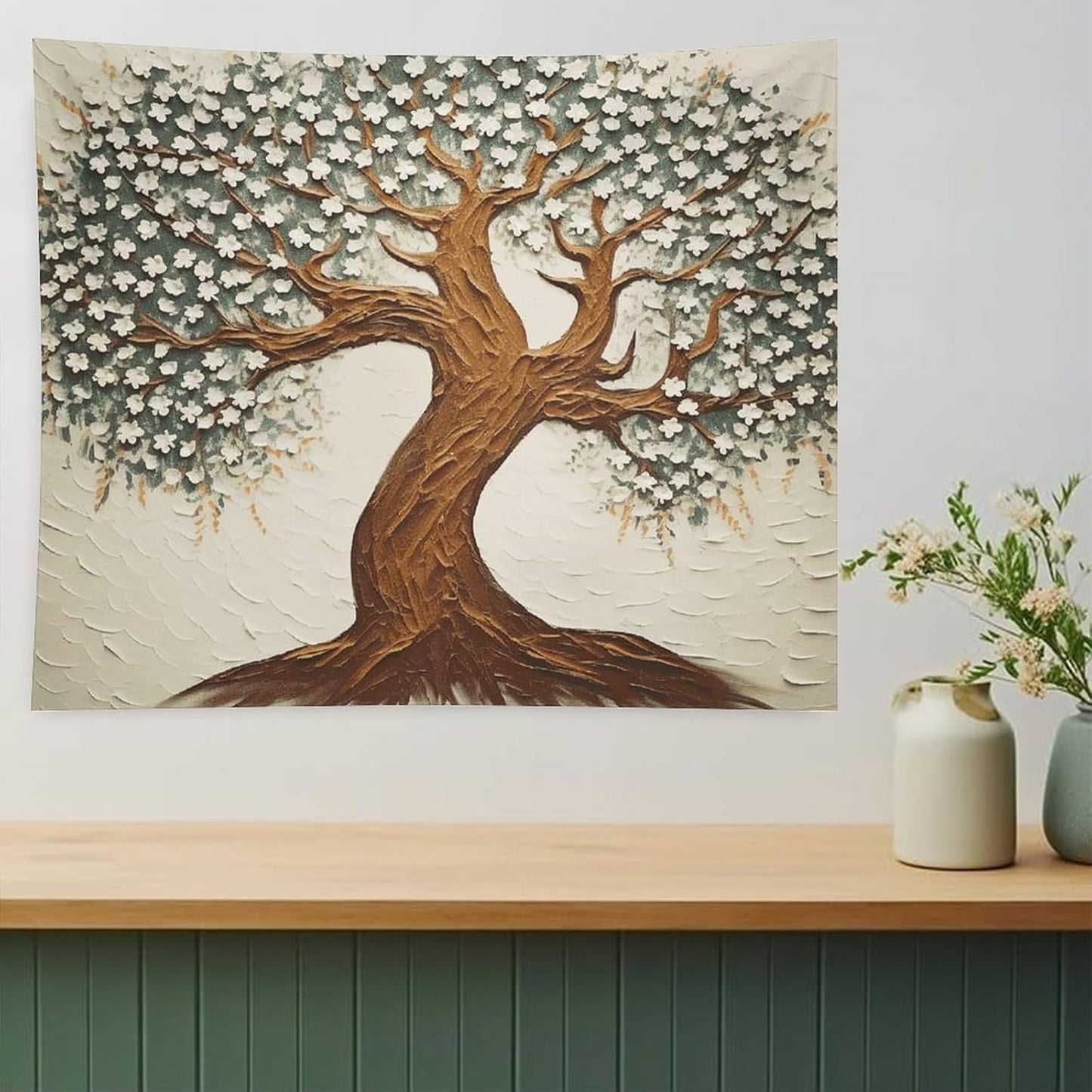 HETVBNS Tree Printed Tapestry Wall Hanging - 50"x60" Aesthetic Tapestries Soft Polyester Wall Art Decor Large Tapestry for Bedroom Living Room Dorm Backdrop, Hanging Kit Included