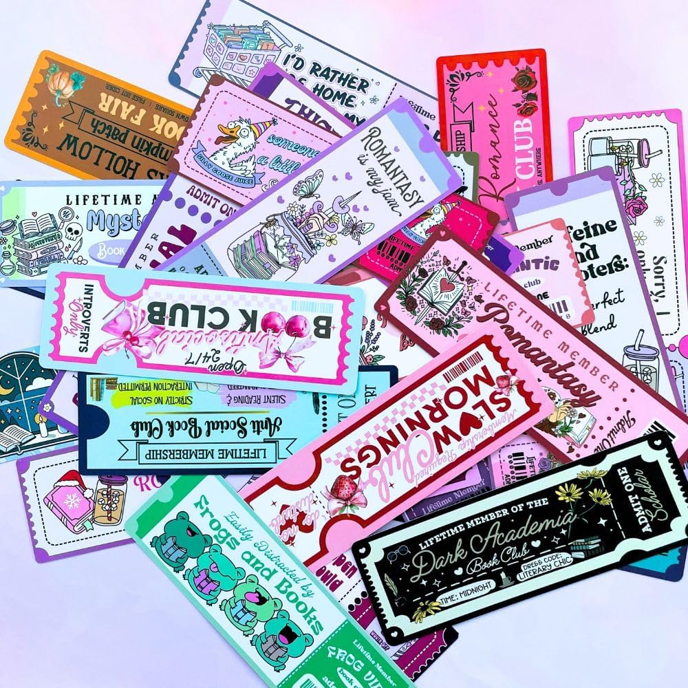 Book Club Bookmarks 30PC Bulk Set - Cute & Cool Bookmarks for Women Fun Markers for Reading Stylish Accessories, Funny & Girly Bookish Items Perfect for Teachers, Book Lovers and Readers