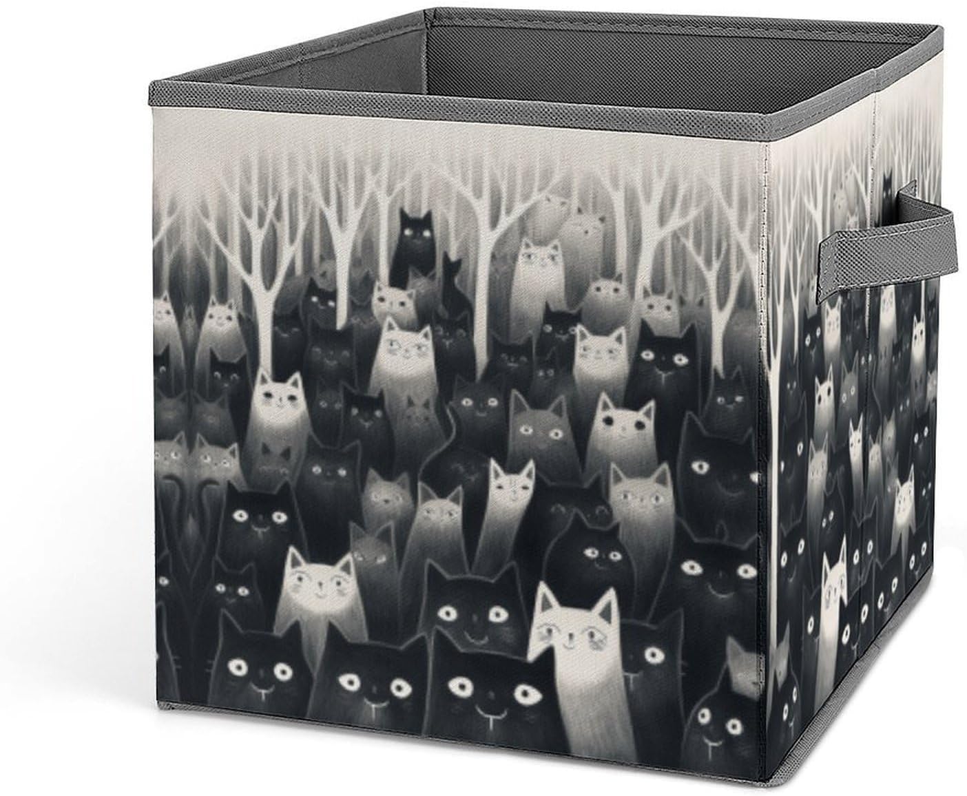 Black Cats Storage Bins with Handles Fashion Large Storage Cubes Sturdy Foldable Storage Boxes Space-Saving Storage Baskets for Home Office Clothes Closet Organizers