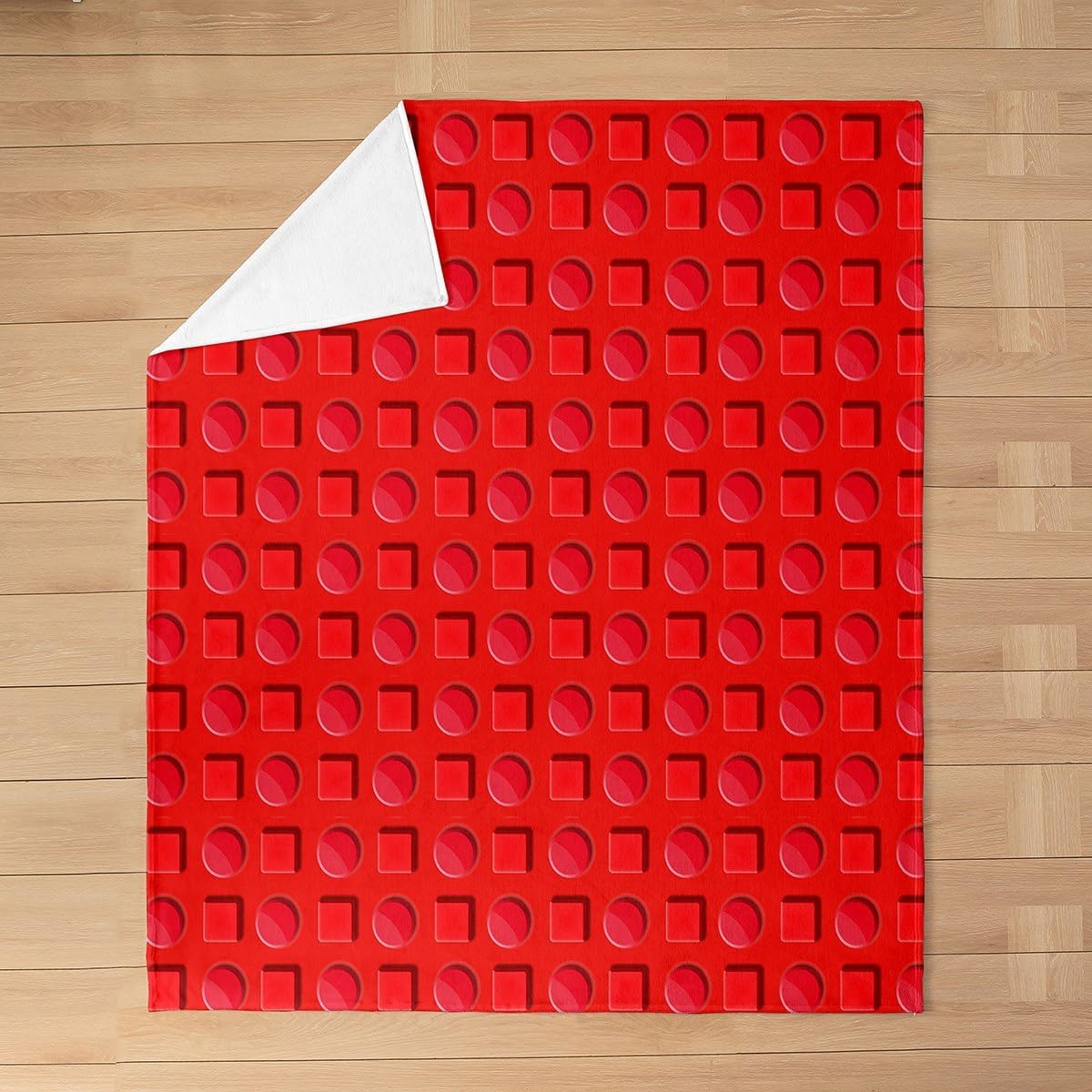 Feelyou Building Blocks Plush Throw Blanket, Throw 50"x60" Toy Brick Flannel Fleece Blanket for Kids Teens Adults Red Blocks All Season,Bed Blanket Kids Gaming Room Decor