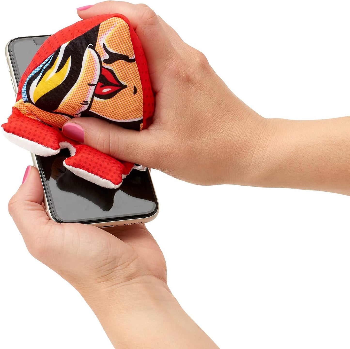 Gifts for Readers & Writers Phone Stand, Plusheez 2in1 Phone Holder & Screen Cleaner with Microfiber Cloth, Machine Washable Bean Bag Phone Accessories, Lips