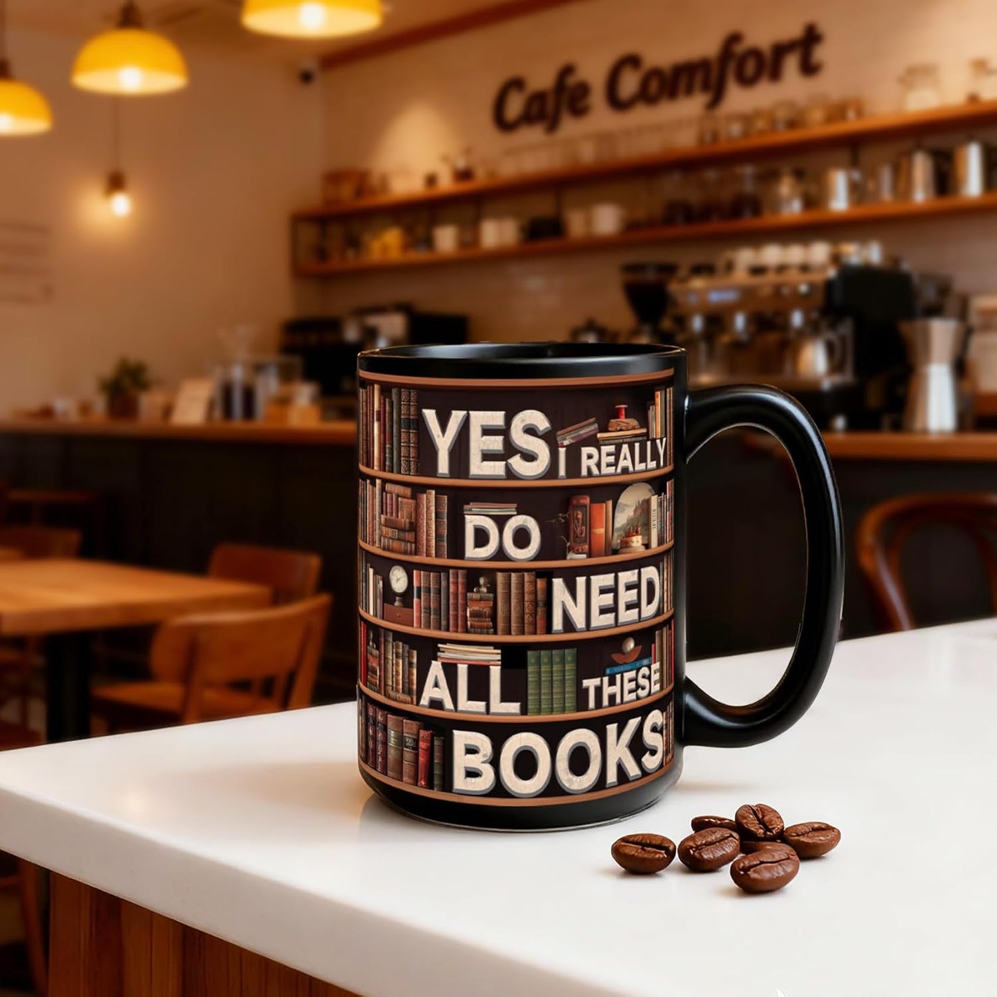 Book Lover Mug, Yes I Really Do Need All These Books Novelty Coffee Mug, Funny Coffee Cup for Sisters, Mom, Dad, Friends Birthday Christmas Valentine's Day Book Lover Bookmark Gift White Mug