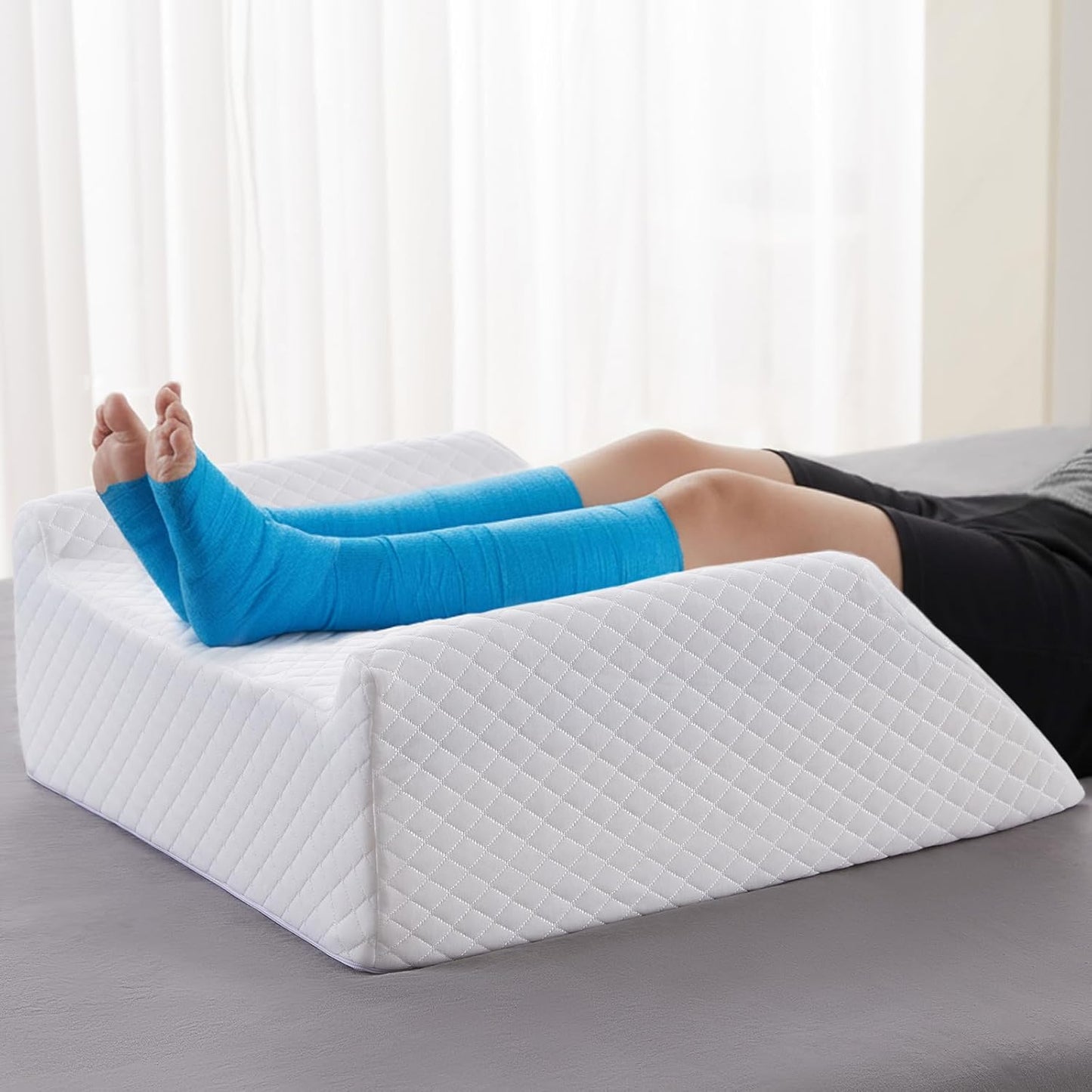 8" Memory Foam Leg Pillow, Leg Elevation Pillow for Blood Circulation After Surgery, Knee Wedge Pillow for for Swelling, Back Pain, Foot Injury, Rest