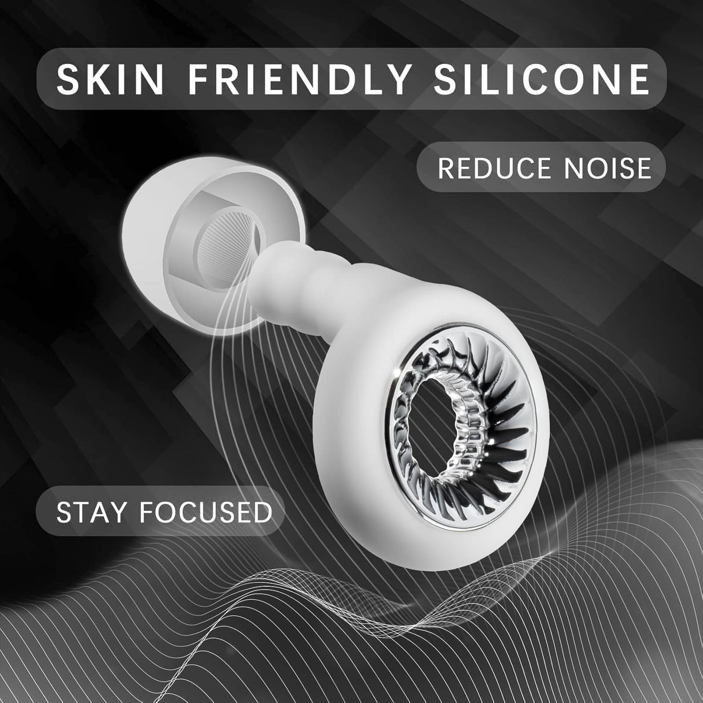 Ear Plugs for Sleeping, Reusable Silicone Earplugs with 28dB Noise Reduction, Noise Cancelling Ear Plugs for Concert, Travel, Study, Work, Hearing Protection, White and Silver