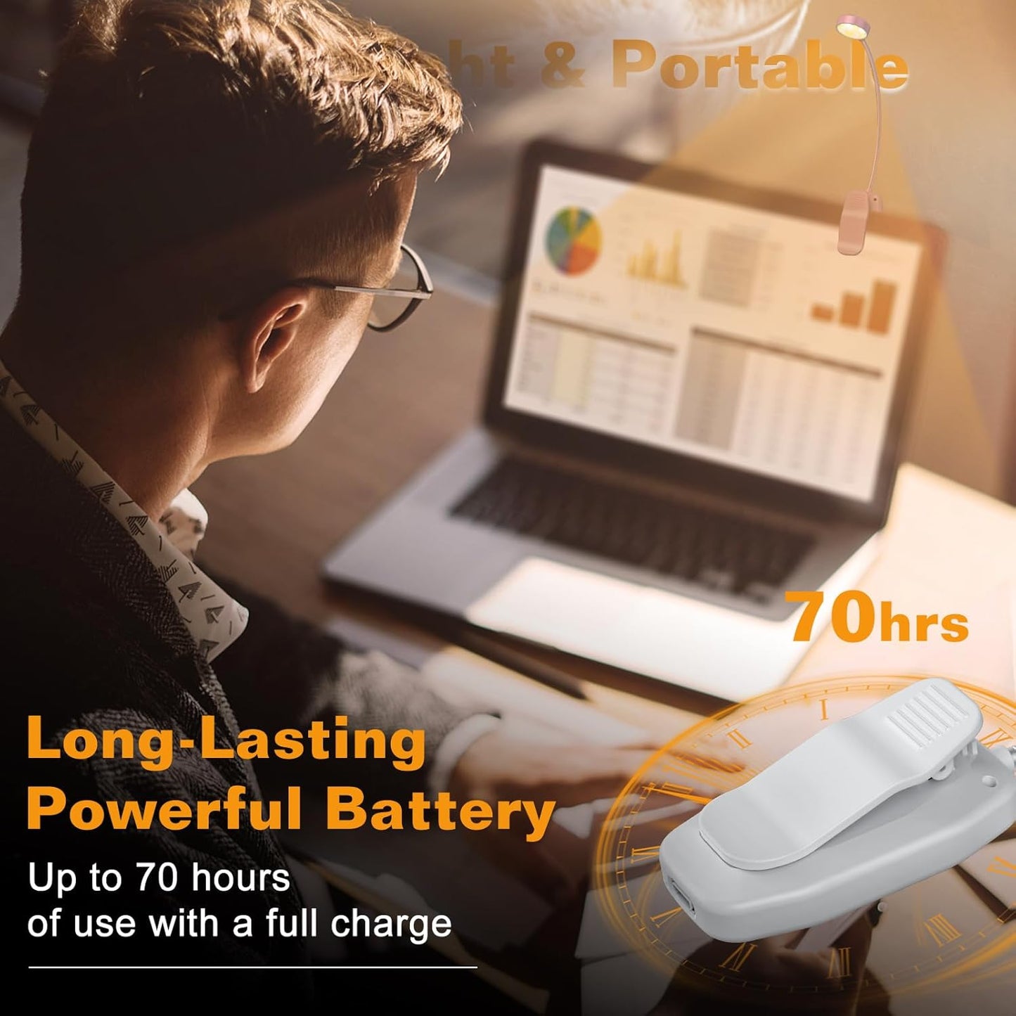 Rechargeable Clip-On Book Light, 10-LED Bed Reading Lamp with 3 Color & 3 Brightness, USB-C, Up to 30-Hour Runtime, 360° Gooseneck, Ultralight 1.4oz, Great Stocking Stuffers, Black & White