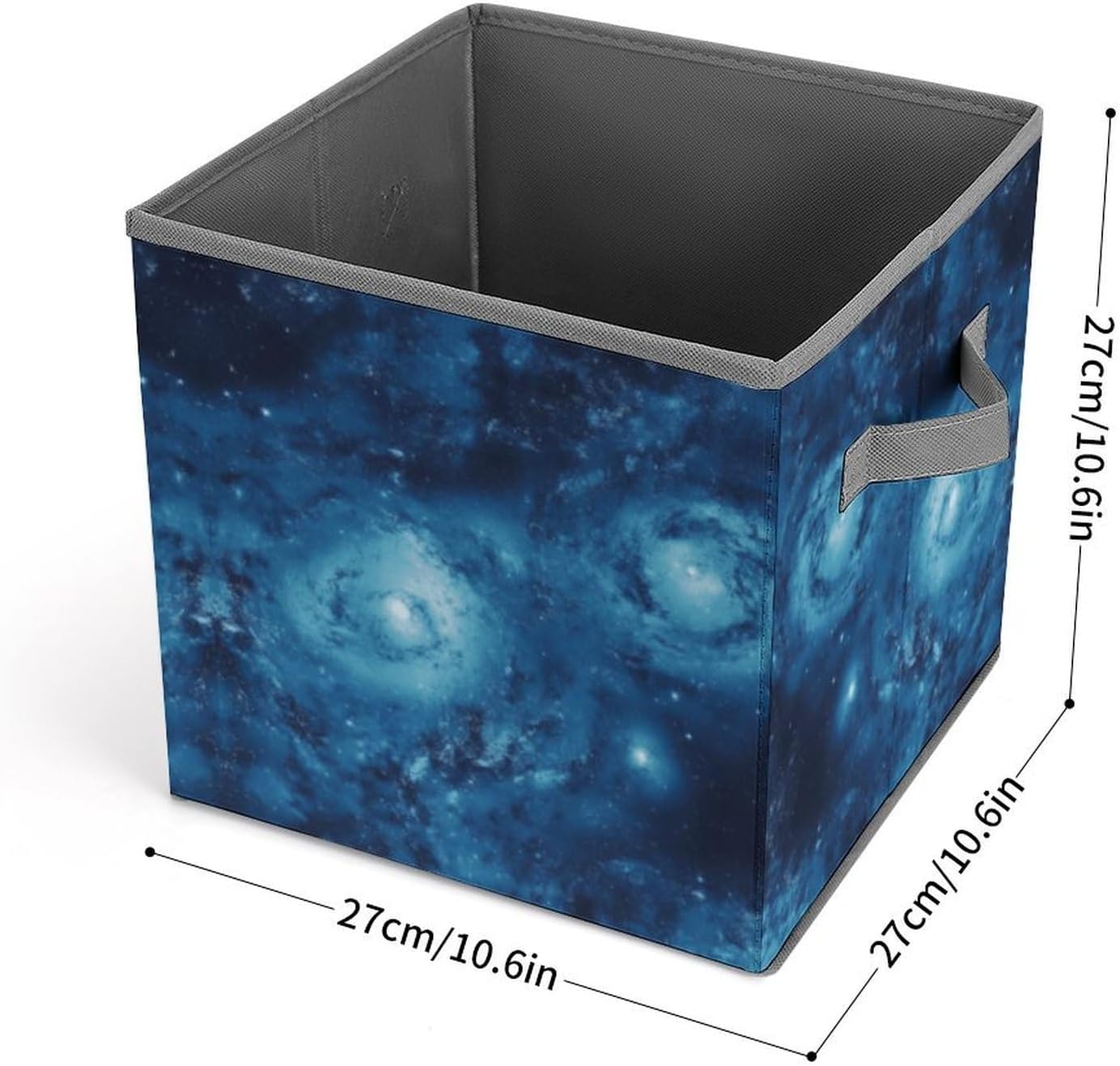 Blue Universe Space Galaxy Storage Bins with Handles Fashion Large Storage Cubes Sturdy Foldable Storage Boxes Space-Saving Storage Baskets for Home Office Clothes Closet Organizers