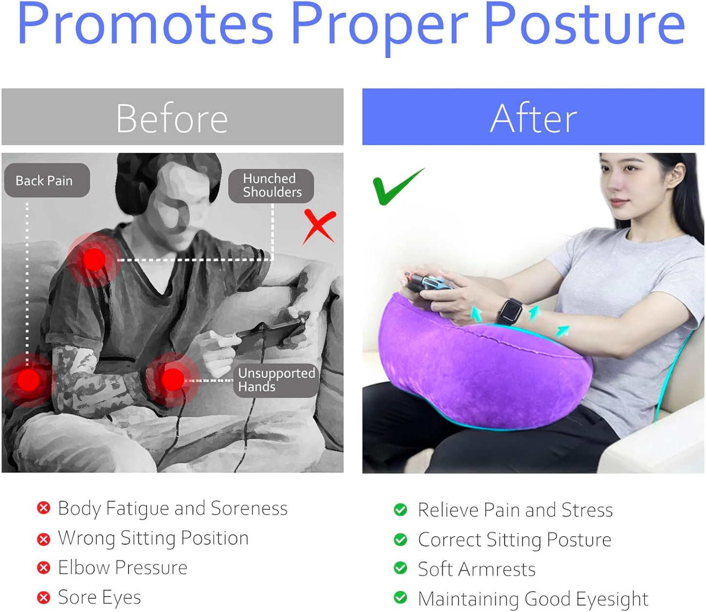 Inflatable Acid Reflux Pillow, Portable Pillow Wedges for Sleeping, Lap Desk Gaming Pillows for Travel, Multi-Functional Wedge Yoga Pillow for Reading, Laptop, Crocheting, Body Positioners
